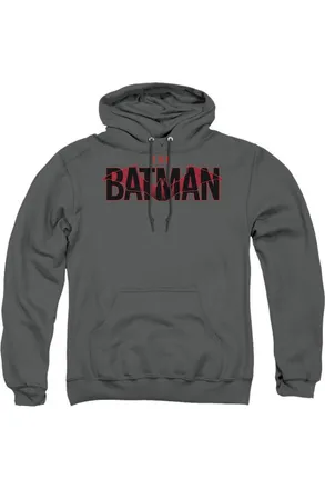 Gildan The Batman Logo With Red Bat Adult Pull Over Hoodie / Hooded Sweatshirt