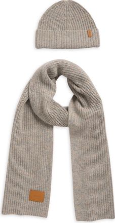 Vince Shaker Knit Cuffed Beanie & Scarf Set in Grey at Nordstrom Rack
