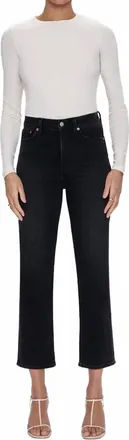 Pistola Denim Womens Charlie High Rise &Ccedil;lassic Straight Pant In Dark Midnight