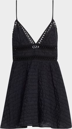 Charo Ruiz Ibiza Lavene Embroidered Cotton Voile Mini Dress
