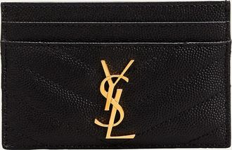 Saint Laurent Cassandre YSL Monogram Card Case in Grained Leather
