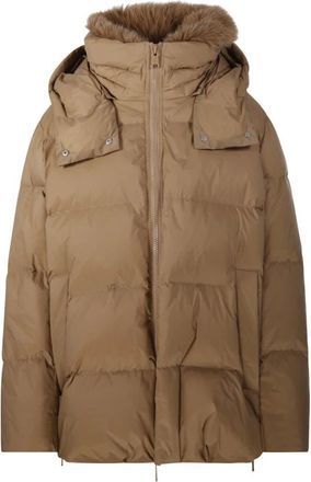 Yves Salomon Jassen, Dames, Beige, M, Polyester, A Line Down Jacket