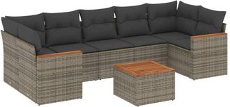 vidaXL Vidaxl - Set De Sof&aacute;s De Jard&iacute;n 8 Pzas Y Cojines Rat&aacute;n Sint&eacute;tico Gris