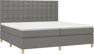 vidaXL Vidaxl - Cama Box Spring Colch&oacute;n Y Luces Led Tela Gris Claro 200x200 Cm