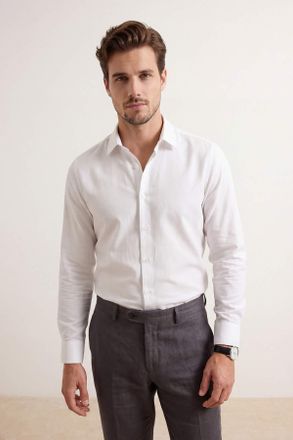 Trendyol MAN Heren Wit Gestructureerd Lang Regular fit Overhemden