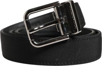 Dolce & Gabbana Men Black Viscose Leather Metal Buckle Mens Belt