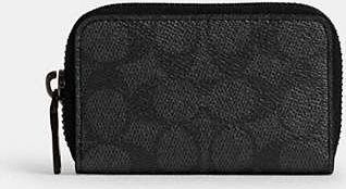 Coach Small Zip Around Card Case In Signature Canvas