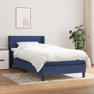vidaXL Cama Box Spring Con Colch&oacute;n Tela Azul 80x200 Cm Vidaxl