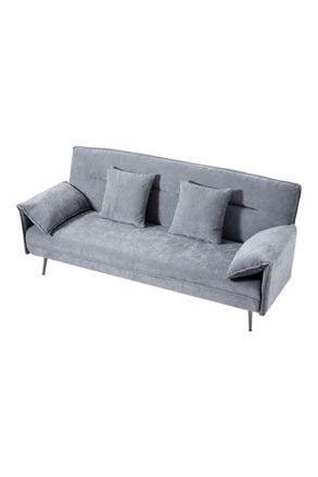 Living and Home 3-Seater Contemporary Convertible Sofa Bed with 2 Pillows in Grey
