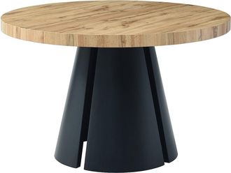 Vente-Unique Mesa de comedor extensible 4 a 12 personas de MDF y metal negro - Natural claro - JARELIA
