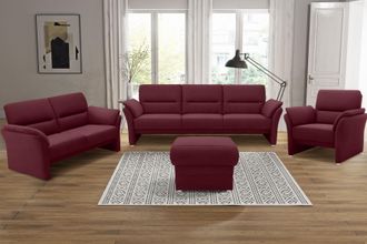 Domo Collection 3-Sitzer »Pina, schmale Armlehnen, mit Federkern, kompakt & elegant« Hoher Sitzkomfort, Luxus-Microfaser weich, dunkelrot, Breite 219 cm