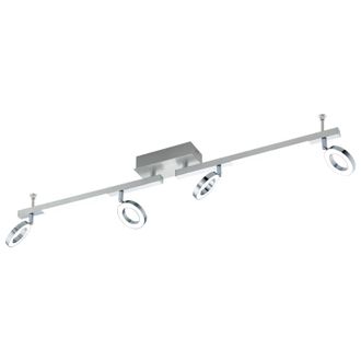 Loops Wall 6 Spot Light Aluminium Chrome Shade Satined Plastic Bulb LED 4x3.2W 2x3.3W