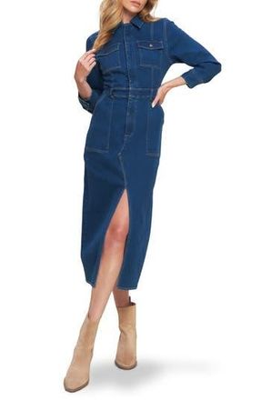 Flying Tomato Denim Midi Shirtdress in Dark Indigo at Nordstrom Rack, Size Large