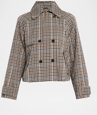 Rails Jett Cropped Check Trench Coat