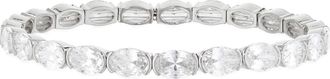 Nordstrom Oval Cut Cubic Zirconia Stretch Bracelet in Clear- Silver at Nordstrom