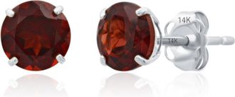 MAX + STONE 14k White Gold 6MM Round Stud Gemstone Earrings