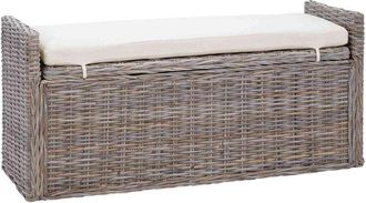 vidaXL Banco De Almacenamiento Con Coj&iacute;n Gris 110 X 40 X 50 Cm Rat&aacute;n Vidaxl