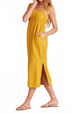 bobi Tied Strap Midi Dress In Honey Mustard