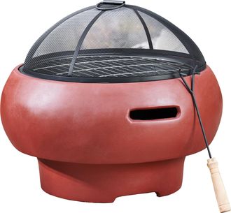 Teamson Home Jard&iacute;n, Brasero De Le&ntilde;a Peque&ntilde;o, Hoguera Para Le&ntilde;a Al Aire Libre, Meubles De Exterior, Chimenea, Calentador De Hoguera, Quemador De Le&ntilde;a Con Atizador,