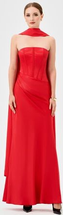 Bariano Iyla Strapless Corset Gown in Red at Nordstrom, Size 10