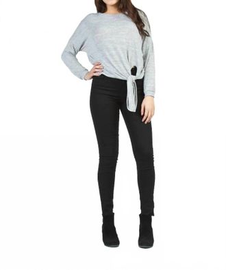 Papillon Front Tie Heathered Sweater In Grey