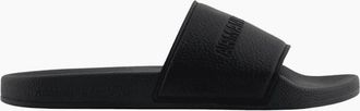 A|X Armani Exchange Mens Logo Black Rubber Slider - Size: 10