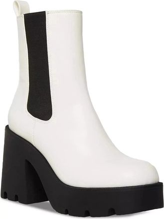 Madden Girl Tippah Boots White Faux Leather Platform Chelsea JZZ1118