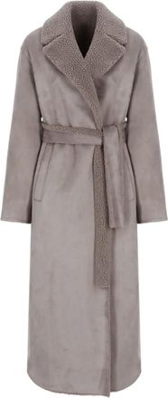 Betta Corradi Jas met ceintuur en puntige revers - Grijs