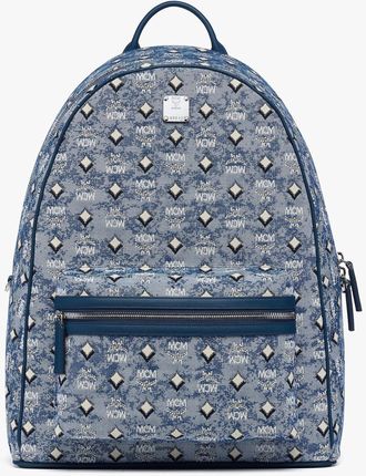 MCM Medium Stark Backpack In Denim Visetos