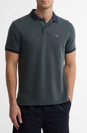 Barbour Harworth Textured Stripe Cotton Polo in Dark Navy at Nordstrom, Size Xx-Large