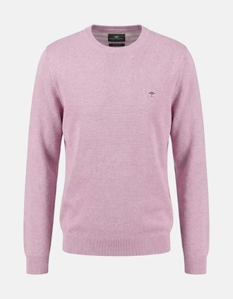 Fynch-Hatton Mens Fine Knit Air Cotton Crewneck Sweater Magnolia - Pink - Size: 42
