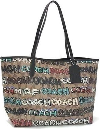 Coach Brown Multi-Color Pvc Leather Tote Bag (Pre-Owned)
