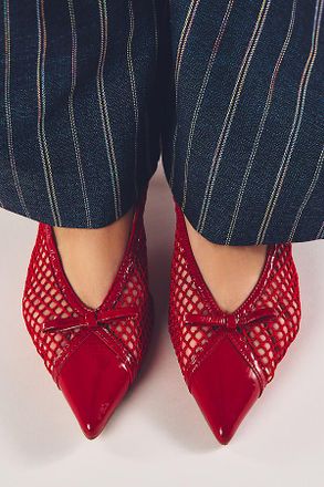Bibi Lou Mesh Slingback Bow Kitten Heels
