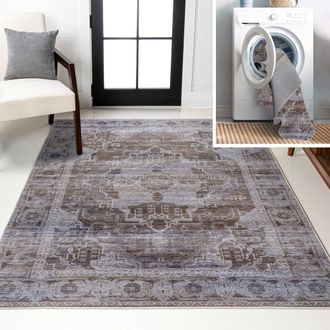 Jonathan Y Designs Alanya Ornate Medallion Machine-Washable Area Rug in Brown/light Gray at Nordstrom, Size 3Ft 0In X 5Ft 0In