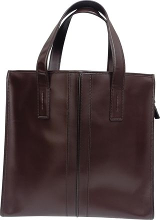 Tod's TodS Pre-owned Womens Slim Script Tote in Brown Leather - Mocha - One Size