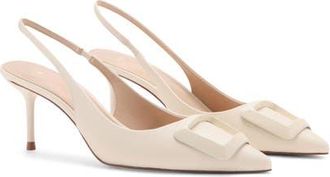 Mango Slingback Pointed Toe Pump in Ecru at Nordstrom, Size 9.5Us