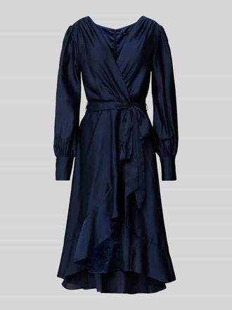 Swing Cocktailkleid mit Bindeg&uuml;rtel in Marine, Gr&ouml;&szlig;e 32