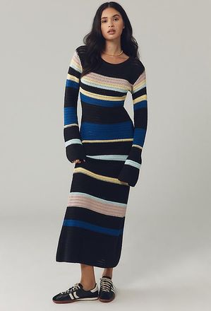 Spiritual Gangster Giselle Long-Sleeve Crochet Midi Dress