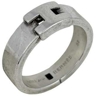 Herm&egrave;s Silver Silver Band Ring (Pre-Owned)
