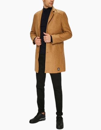 Tom Tailor Mens TOM TAILOR Mens Trench Over Coat Wool Winter Long Jacket Formal Office Outwear - Brown - Size: Regular/36