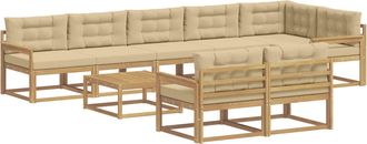 vidaXL Conjunto De Sof&aacute;s De Exterior 9 Uds. Y Beige Poli&eacute;ster Vidaxl