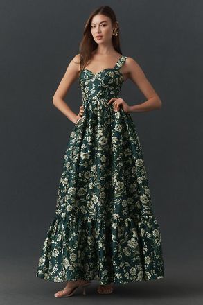 BHLDN Taffeta Sleeveless Knot-Front Fit & Flare Maxi Dress