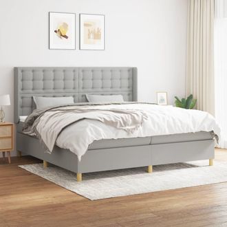 vidaXL Vidaxl - Cama Box Spring Con Colch&oacute;n Tela Gris Claro 200x200 Cm