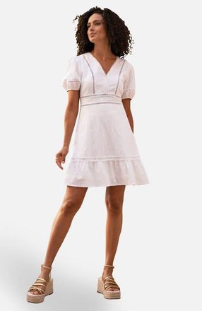 Yumi Cotton Lace Trim Skater Sun Dress in White at Nordstrom, Size 12
