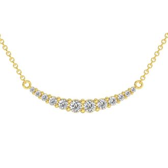 Pompeii3 1/2Ct TW Diamond Graduated Bar Necklace 14k Gold Lab Grown Pendant 28mm