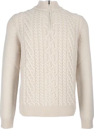 PESERICO Man Sweater Cable Knit Half-Zip Sweater