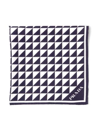 Prada geometric-print twill scarf - Blue