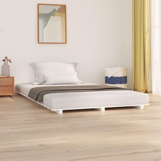 vidaXL Estructura De Cama Madera Maciza De Pino Blanco 120x190 Cm Vidaxl
