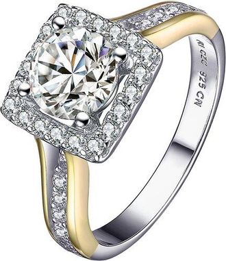 Genevive 14K Plated Cz Halo Ring