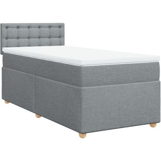 vidaXL Vidaxl - Cama Box Spring Con Colch&oacute;n Tela Gris Claro 100x200 Cm